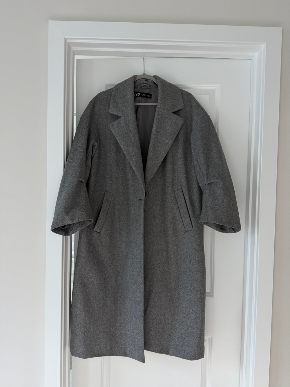 Zara Oversized Gray Single-Breasted Wool Coat